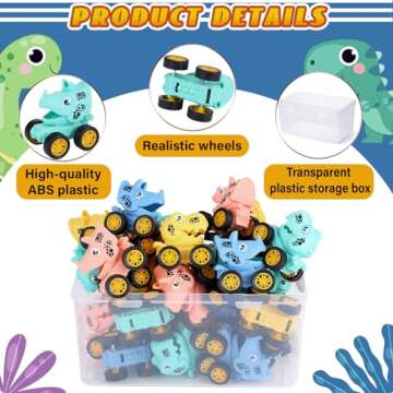 18 Pcs Mini Dinosaur Pull Back Cars for Kids Racing Vehicles Toys with Storage Box Bulk Children Dino Cars Party Favors Supplies Pinata Fillers Birthday Gifts for Toddlers Boys Girls Over 3 Years