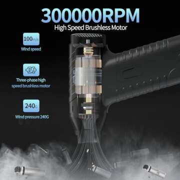 Compressed Air Duster - 300000RPM Electric Air Blower for Deep Cleaning