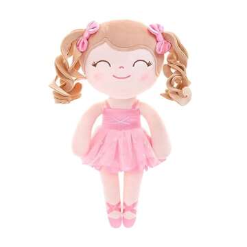 Gloveleya Baby Doll Gifts Plush Curly Hair Ballet Dolls Soft Girl Toys Pink 33CM