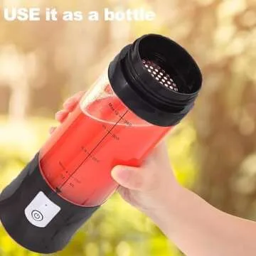 Portable Juicer Blender, USB Travel Juice Cup Baby Food Mixing Machince with Updated 6 Blades with Powerful Motor 4000mAh Rechargeable Battery,13Oz Bottle(Pink)