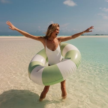 FUNBOY Vintage 48'' Sage Green Pool Float with Cup Holder