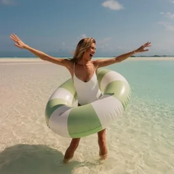 FUNBOY Vintage 48'' Sage Green Pool Float with Cup Holder