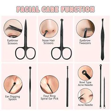 Manicure Set, Jubolion 19pcs Stainless Steel Professional Nail Clippers Pedicure Set with Black Leather Storage Case, Portable Grooming Kit for Travel or Home, Perfect Gifts Women and Men (Black)