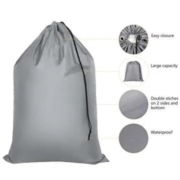 Shappy 6 Pcs Heavy Duty Large Laundry Bags Travel Nylon Laundry Bag with Drawstring 30 x 40, 24 x 36 inch, 22 x 28 inch Machine Washable Dirty Clothes Organizer Easy Fit a Hamper Basket