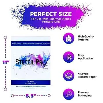 Tattoo Transfer Paper | Stencil Pro 50 Sheets Tattoo Stencil Paper for Tattooing | 4 Layers Premium Thermal Stencil Paper | A4 Size Tattoo Carbon Copy Tracing Paper by Numbskin