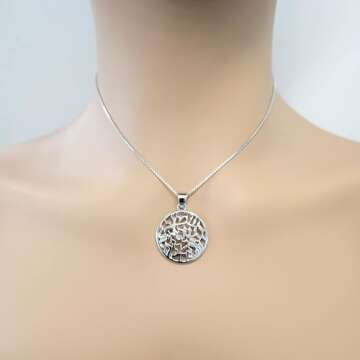 Shema Full Prayer Pendant Necklace, Solid .925 Sterling Silver & Platinum Plated