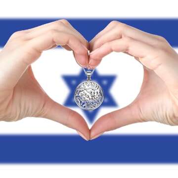 Shema Full Prayer Pendant Necklace, Solid .925 Sterling Silver & Platinum Plated