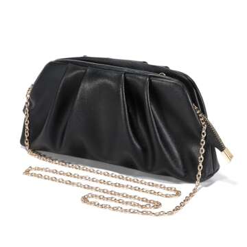 SWEETV Dressy Vegan Leather Clutch Purse for Women Formal, Soft Pleated PU Evening Clutch for Weddin...