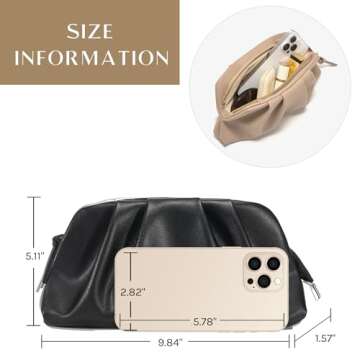 SWEETV Dressy Vegan Leather Clutch Purse for Women Formal, Soft Pleated PU Evening Clutch for Weddings, Proms, Cocktail-Gemma