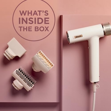 Shark Hair Dryer SpeedStyle RapidGloss Finisher and High-Velocity Dryer, Ionic Hair Blow Dryer with IQ Speed Styling and Drying Suite, No Heat Damage, Best for Straight and Wavy Hair, Silk, HD331