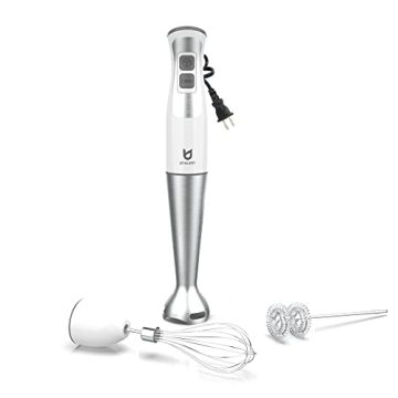 UTALENT 3-in-1 Immersion Hand Blender - 8-Speed Stick Blender with Milk Frother and Egg Whisk for Sm...