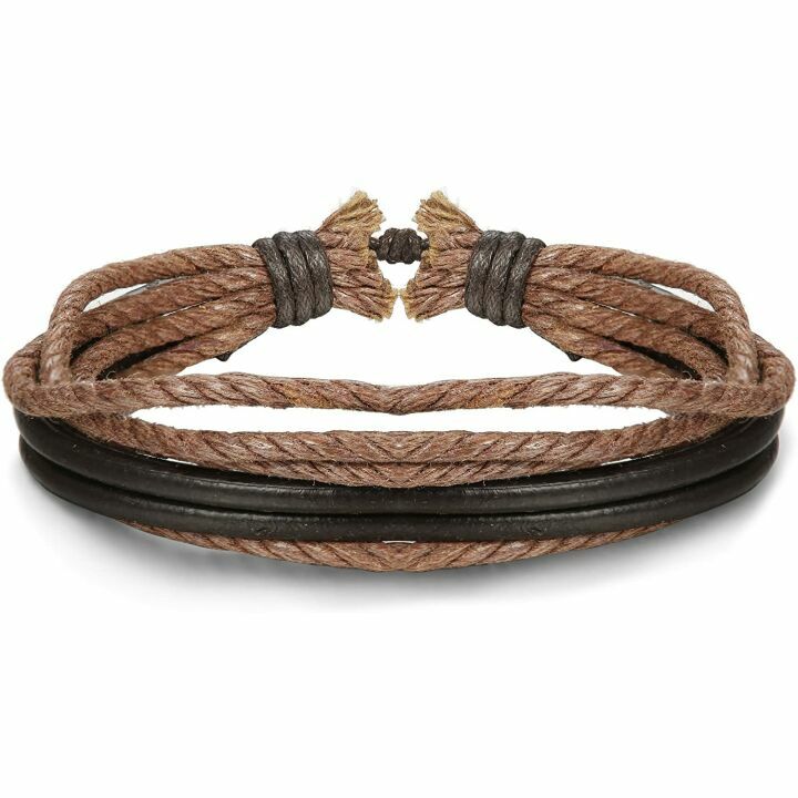 Men's 12Pcs Braided Beaded Leather Bracelets