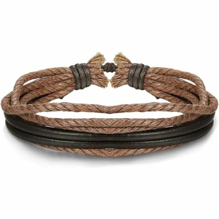 Men's 12Pcs Braided Beaded Leather Bracelets