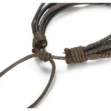 Men's 12Pcs Braided Beaded Leather Bracelets