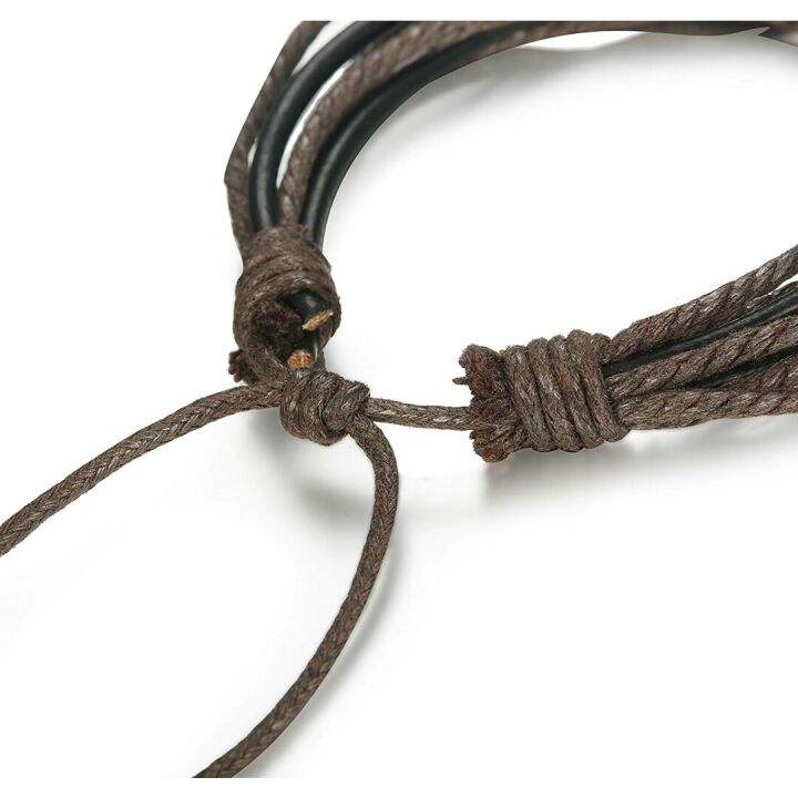 Men's 12Pcs Braided Beaded Leather Bracelets