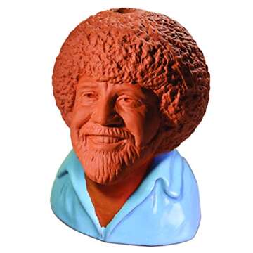 Chia Pet Bob Ross - Blue Shirt with Seed Pack, Easy-to-Grow Novelty Gift