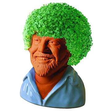 Chia Pet Bob Ross Planter with Seeds - Fun for All Ages
