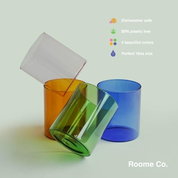 16oz Colored Drinking Glasses Set - Vibrant & Versatile