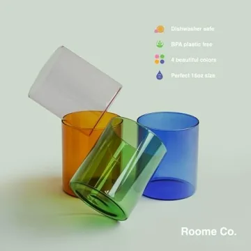 16oz Colored Drinking Glasses Set - Vibrant & Versatile