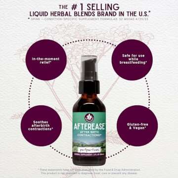 WishGarden Herbs AfterEase for After Birth Contractions - All-Natural Herbal Supplement with Cramp Bark & Black Haw Bark Soothes Afterbirth Contractions & Uterine Cramping, Postpartum Essentials, 4oz