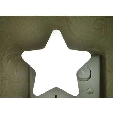 4 Pack White-LED Plug-in Night Light for Kids - Light Sensor Controlled Dusk to Dawn Plug-in LED Night Lights - Pentagram Shaped Lamp Take Good Care Children Sleep