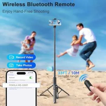 FOXOLA 61" Phone Tripod & Selfie Stick, Extendable All-in-1 Cell Phone Tripod Stand with Wireless Remote, Portable Tripod for iPhone14/13/12 Android in Selfies/Live Stream/Record/Vlog, Black