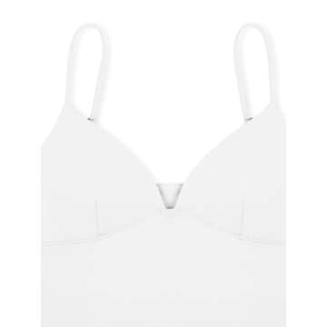 REORIA Womens Summer Sexy V-Neck Sleeveless Double Lined Going Out Y2K Trendy Cami Shirt Slimming Cropped Tank Tops for Teen Girls Night Out White Small