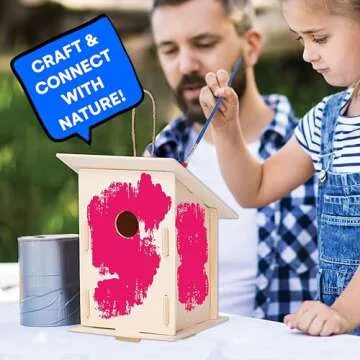 Neliblu 12 Wooden Birdhouses Kit, DIY Birdhouses for Kids and Adults, Painting Kit Party Favor with Color Paint, Brushes, Stickers, and Twine, Easy Assembly Wood Craft Sets in 3 Unique Shapes
