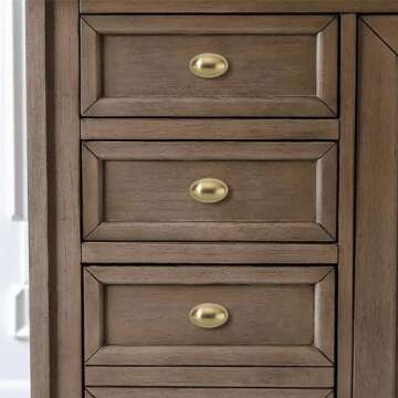 khtumeware 10 Pack 1-3/8 inch(35mm Brushed Brass Cabinet Knobs Dresser Knobs Satin Gold Oval Drawer Knobs Kitchen Cabinet Hardware Zinc Knobs for Dresser Drawers