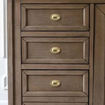 khtumeware 10 Pack 1-3/8 inch(35mm Brushed Brass Cabinet Knobs Dresser Knobs Satin Gold Oval Drawer Knobs Kitchen Cabinet Hardware Zinc Knobs for Dresser Drawers