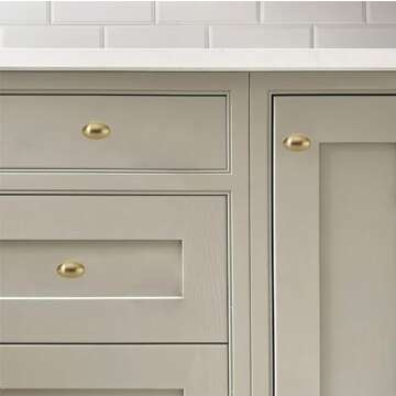 khtumeware 10 Pack 1-3/8 inch(35mm Brushed Brass Cabinet Knobs Dresser Knobs Satin Gold Oval Drawer Knobs Kitchen Cabinet Hardware Zinc Knobs for Dresser Drawers