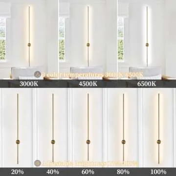KELUOLY Dimmable Plug in Wall Sconce Set of 2, Gold 39.37" LED Wall Light with Remote, Adjustable Color Temperature Brightness Wall lamp with Timer for Living Room,Bedroom and Accent Lighting