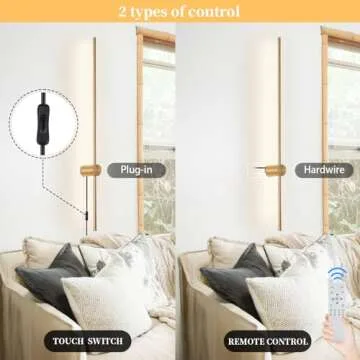 KELUOLY Dimmable Plug in Wall Sconce Set of 2, Gold 39.37" LED Wall Light with Remote, Adjustable Color Temperature Brightness Wall lamp with Timer for Living Room,Bedroom and Accent Lighting