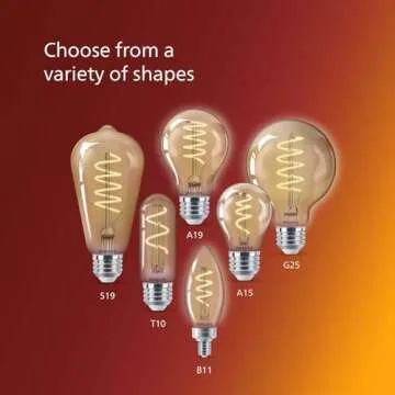 Philips LED Vintage Flicker-Free Amber Spiral A19 Dimmable, Eyecomfort Technology, 400 Lumen, Amber Light(2000K), 6.5W=60W, Title 20 Certified, E26 Base, 1-Pack (565796)