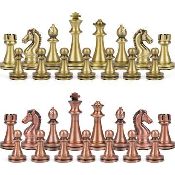 Agirlgle Chess Set: Wooden Board & Metal Pieces