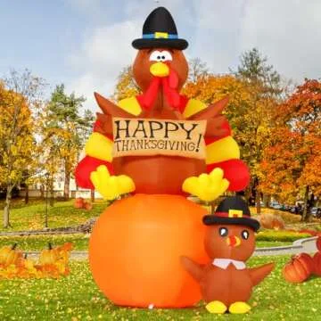 GOOSH 6FT Thanksgiving Inflatable Turkey Decor for Festive Celebrations