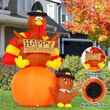 GOOSH 6FT Thanksgiving Inflatable Turkey Decor for Festive Celebrations