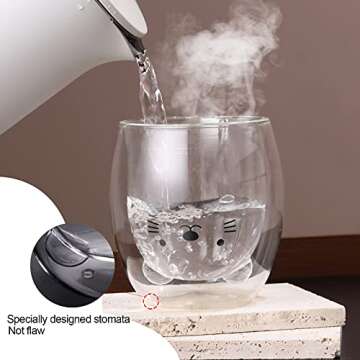 SHENDONG Cute Cat Mugs Cute Cups Cat Tea Coffee Cup Double Wall Insulated Glass Espresso Cups Glass 250ml/8.4oz Milk Cup Gift for Personal Birthday Valentine's Day and Office (Cute Mugs Cat)