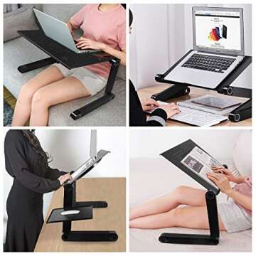 MOSAJIE Laptop Table, Adjustable Laptop Bed Table, Portable Laptop Workstation Notebook Stand Readin...