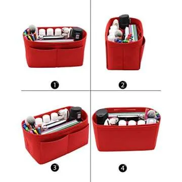 LEXSION Felt Purse Organizer - Stylish Bag Insert in Red