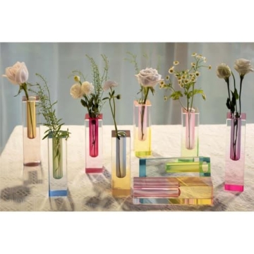 HLYU Acrylic Pillar Vase - Unique Gradient Home Decor
