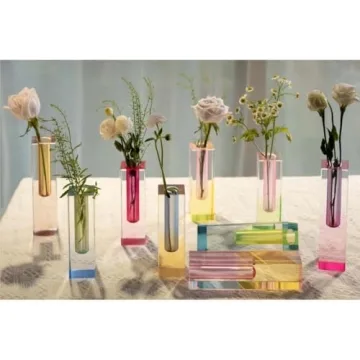 HLYU Acrylic Pillar Vase - Unique Gradient Home Decor