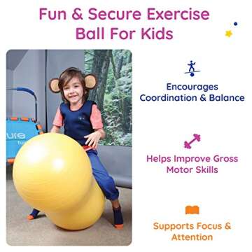 Fun and Function - Peanut Ball for Kids - Physical Therapy Ball - Physio Roll Peanut Ball - Peanut Ball for Kids Therapy - Sensory Peanut Ball - Yellow - Medium (15.5” x 36.5”)