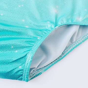 HOZIY Toddler Aqua Blue Gymnastics Leotard with Sparkles