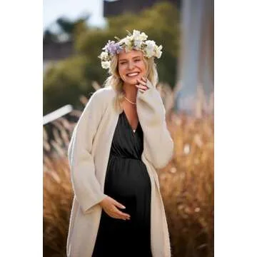 Ekouaer 3 in 1 Labor/Delivery/Hospital Gown Maternity Dress Nursing Nightgown Sleepwear for Breastfeeding, Black, X-Large