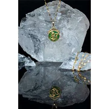 MCSAYS Dragon Necklace Gold Chinese Tibet Grade A+ Green Agate Dragon Pendant Necklace Gift For Christmas Women