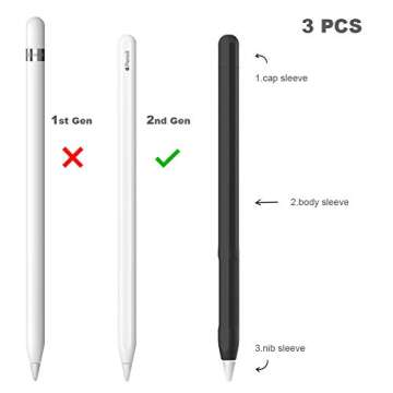 YINVA Case for Apple Pencil 2nd Gen - Ergonomic Grip Sleeve with Nib Cover