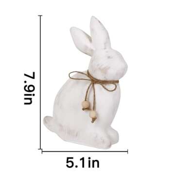 Pawliss Easter Decorations Bunny Decor: Rustic Rabbit Figurines for Spring Decor