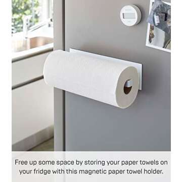Yamazaki Home Tower Magnetic Paper Towel Holder Metal Kitchen Roll Dispenser, Vertical Or Horizontal...