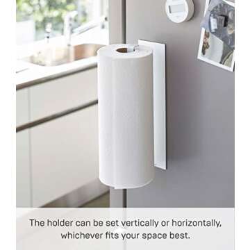 Yamazaki Home Tower Magnetic Paper Towel Holder Metal Kitchen Roll Dispenser, Vertical Or Horizontal Mounted Kitchen Towel Rack - Steel